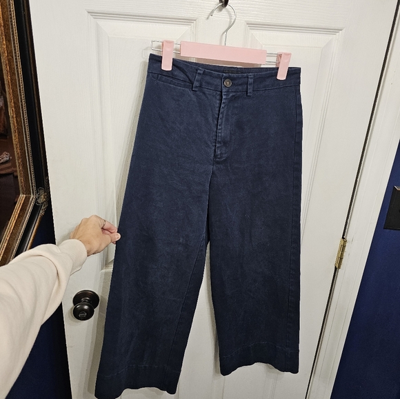 Frank And Oak Josephine Wide Leg Crop in Navy - Picture 4 of 8